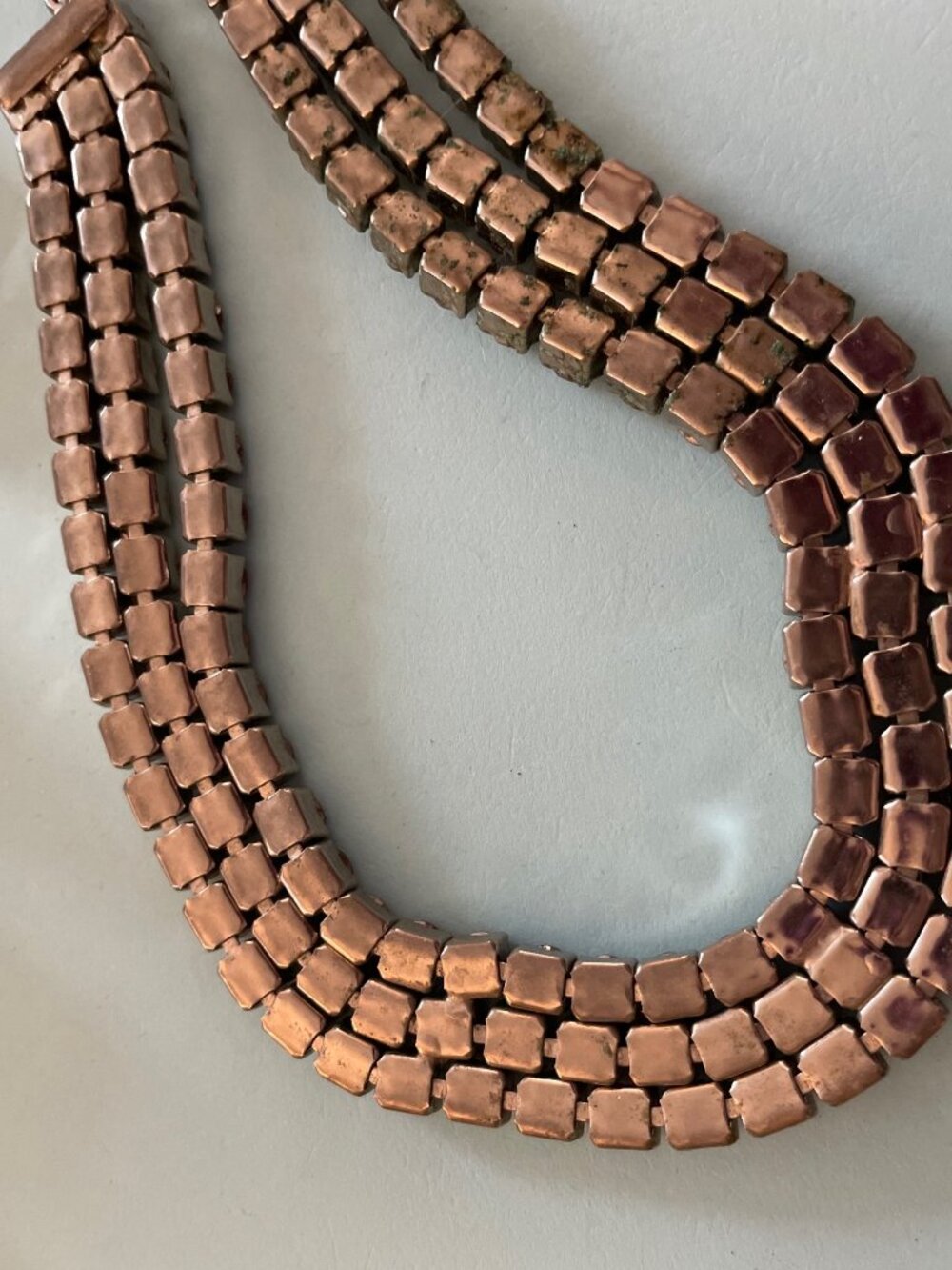 Vintage Necklace Choker Pink Rhinestone Retro 95 grams 14-16" Patina Art Deco - Picture 9 of 11